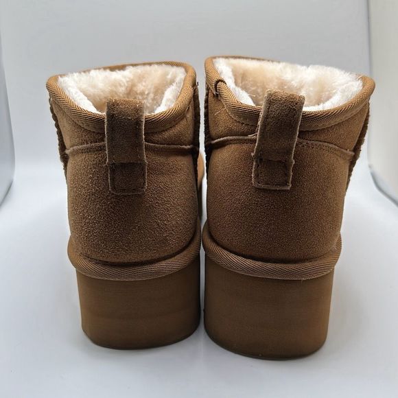 CUSHIONAIRE Women's Genuine Suede pull on platform boot +Memory Foam 8.5 CHESTNU - Picture 4 of 7